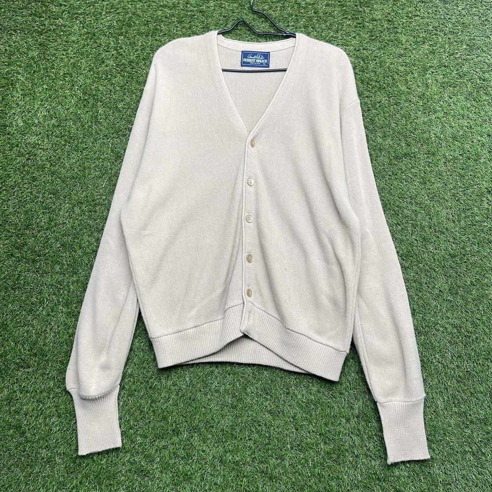 Vintage Arnold Palmer Robert Bruce Sweater Mens Large Cardigan USA Made Grandpa